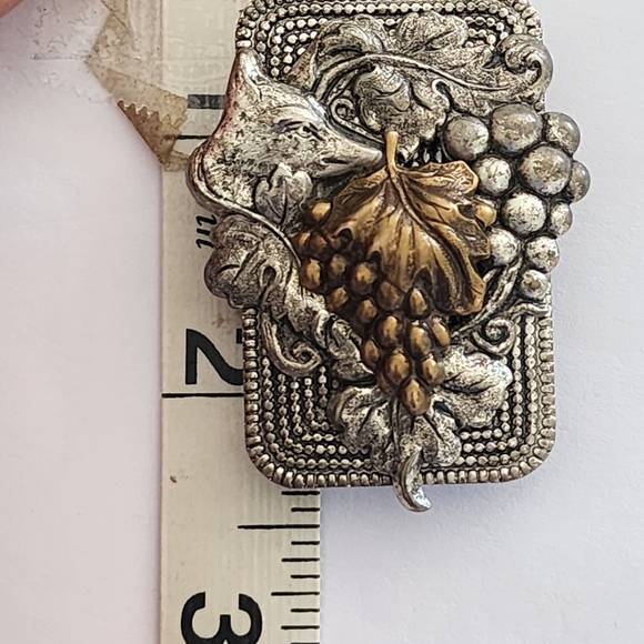 Silver and Gold Tone Fox Grape Handmade Jewelry  Pendant Mix3d Metals - Picture 4 of 5